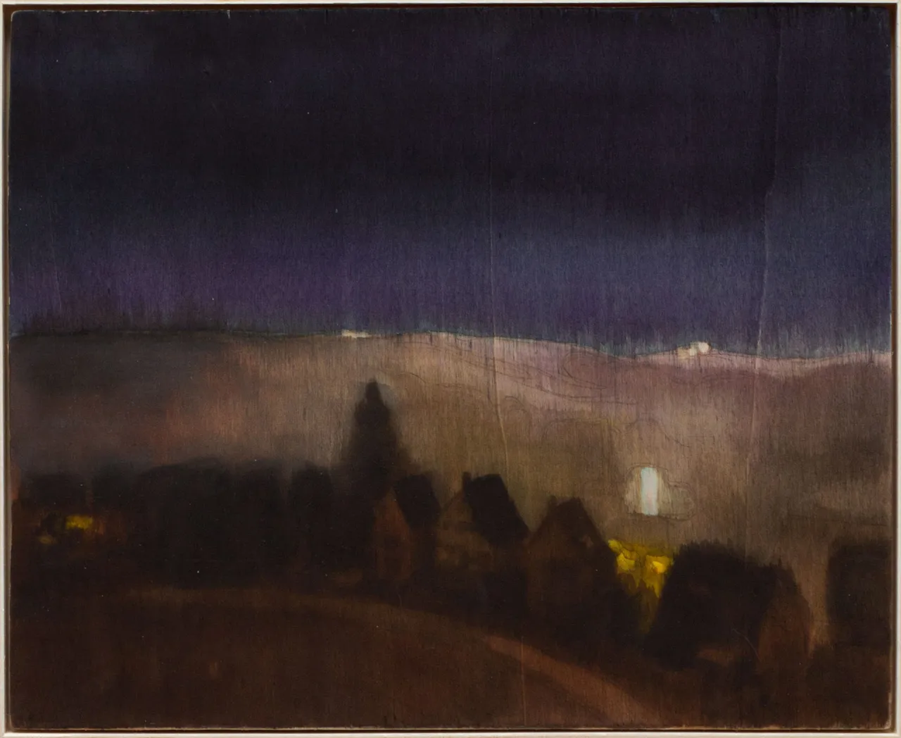 Arthur Metz, Stuttgarter Nacht, 2020, Acryl auf Holz, gerahmt, 30 x 37 cm (ungerahmt), Courtesy: Arthur Metz.